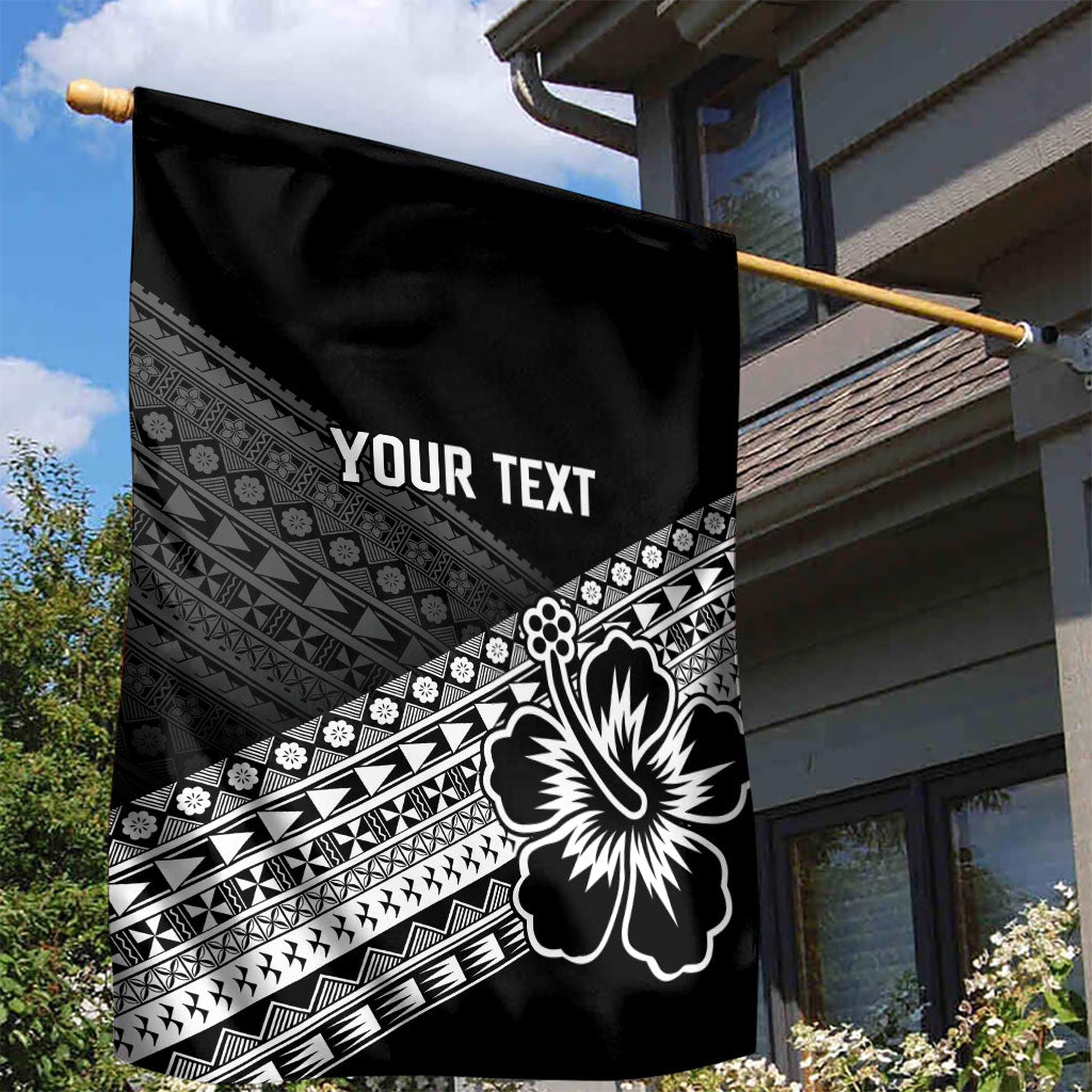 Custom Rugby Fiji Garden Flag Black Traditional Masi Inspired