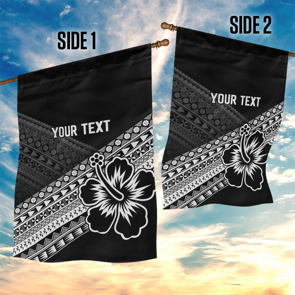 Custom Rugby Fiji Garden Flag Black Traditional Masi Inspired