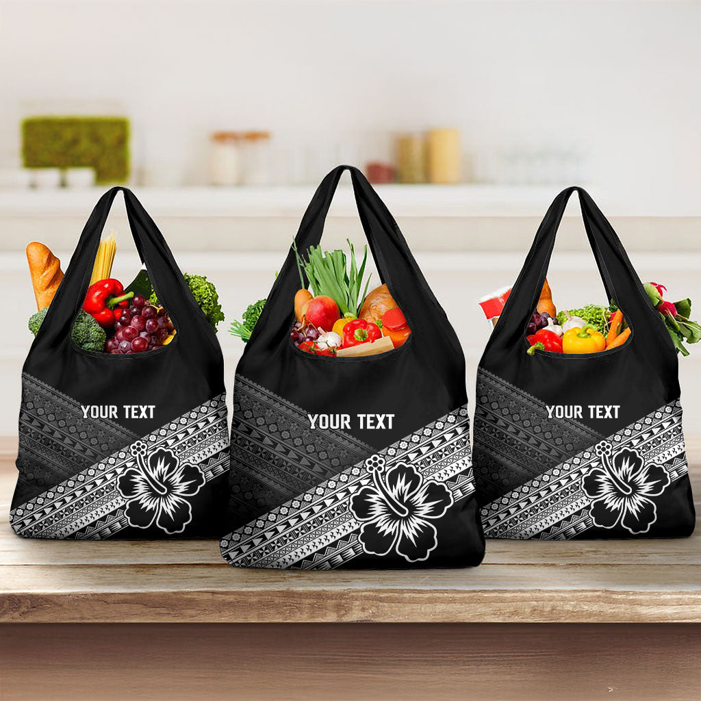 Custom Rugby Fiji Grocery Bag Black Traditional Masi Inspired