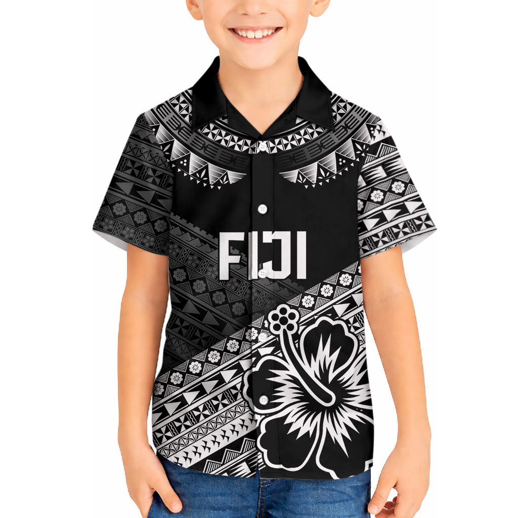 Custom Rugby Fiji Hawaiian Shirt Black Traditional Masi Inspired