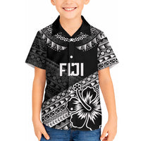 Custom Rugby Fiji Hawaiian Shirt Black Traditional Masi Inspired