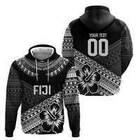 Custom Rugby Fiji Hoodie Black Traditional Masi Inspired