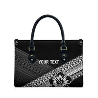 Custom Rugby Fiji Leather Bag Black Traditional Masi Inspired