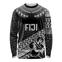 Custom Rugby Fiji Long Sleeve Shirt Black Traditional Masi Inspired