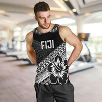 Custom Rugby Fiji Men Tank Top Black Traditional Masi Inspired