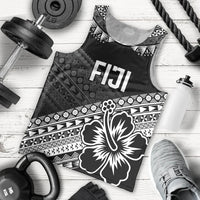 Custom Rugby Fiji Men Tank Top Black Traditional Masi Inspired