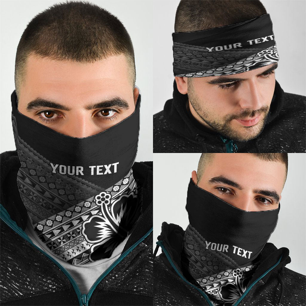 Custom Rugby Fiji Neck Gaiter Black Traditional Masi Inspired