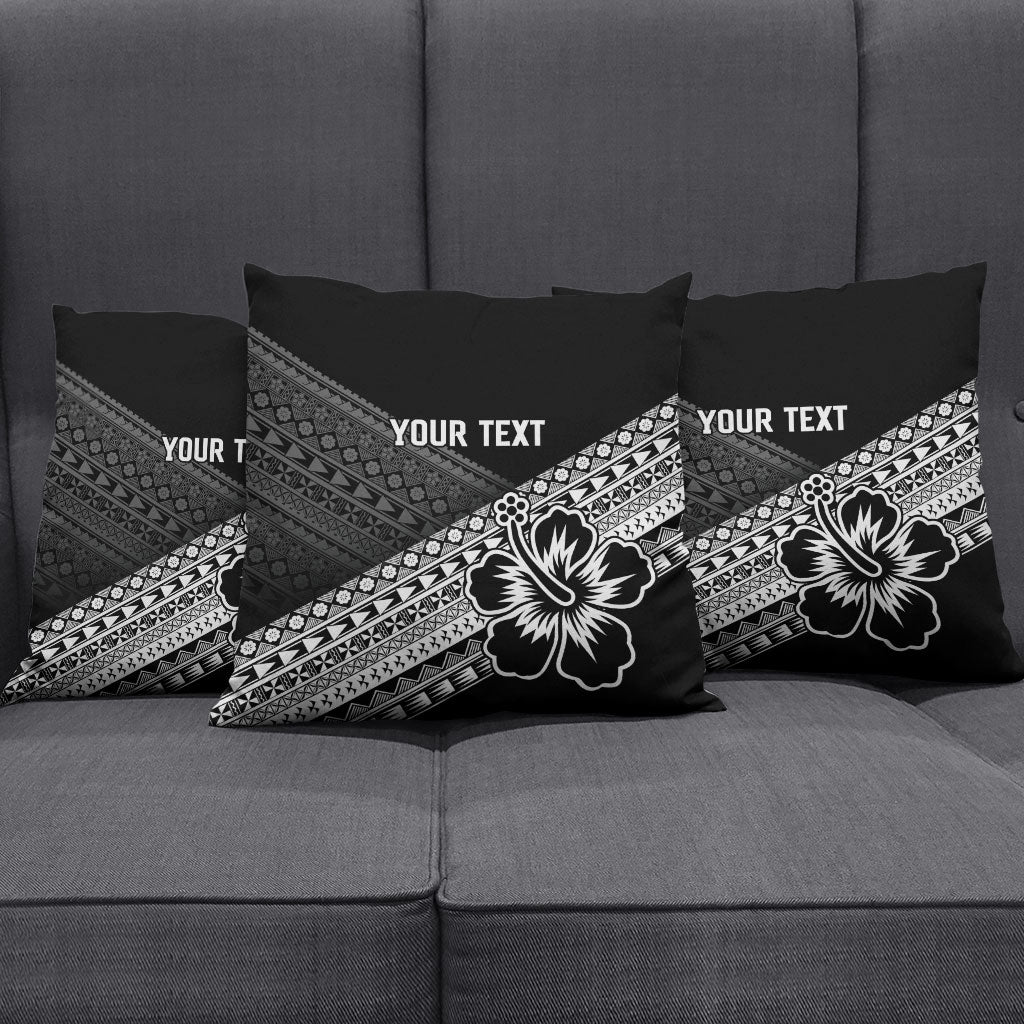 Custom Rugby Fiji Pillow Cover Black Traditional Masi Inspired
