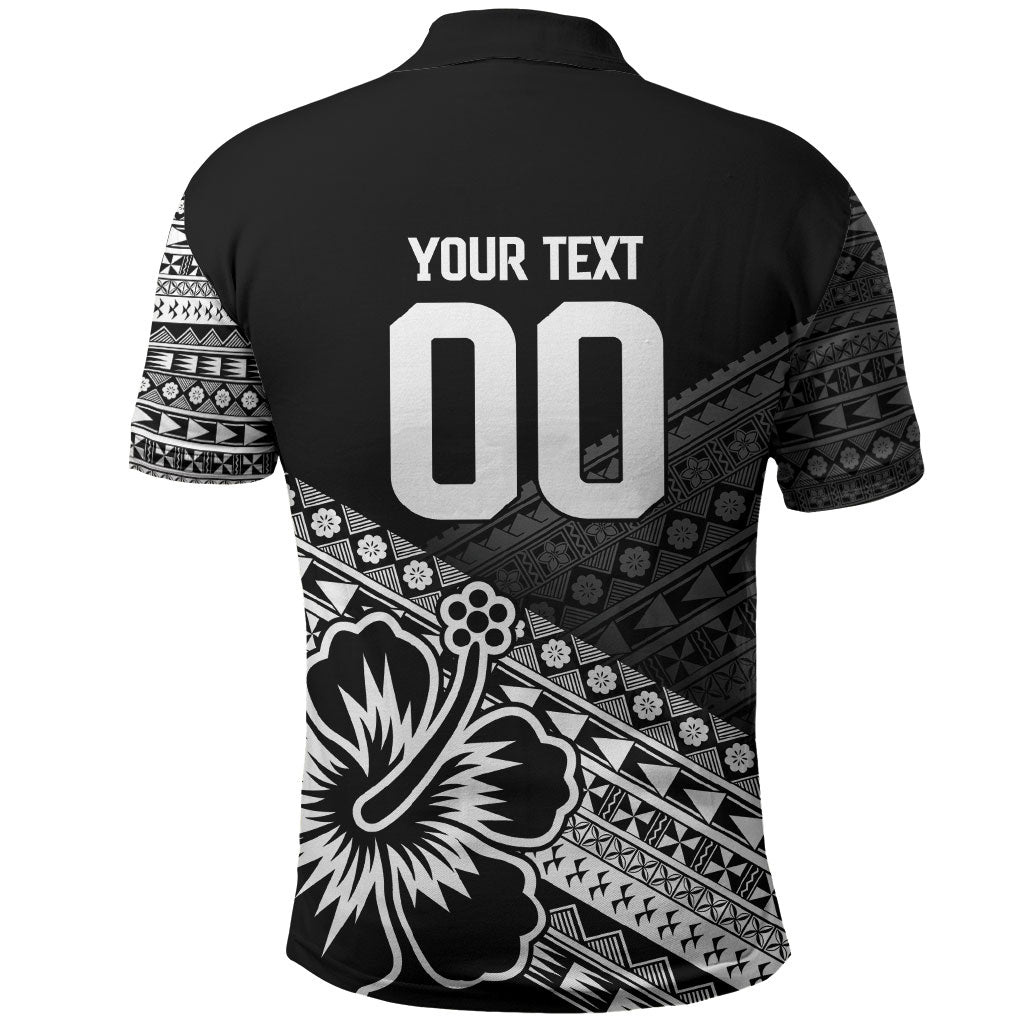 Custom Rugby Fiji Polo Shirt Black Traditional Masi Inspired
