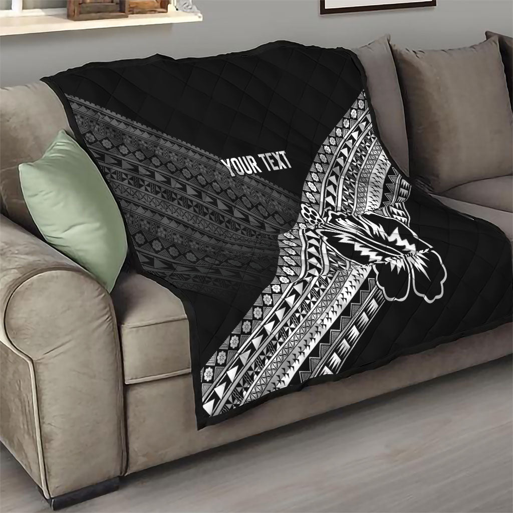 Custom Rugby Fiji Quilt Black Traditional Masi Inspired
