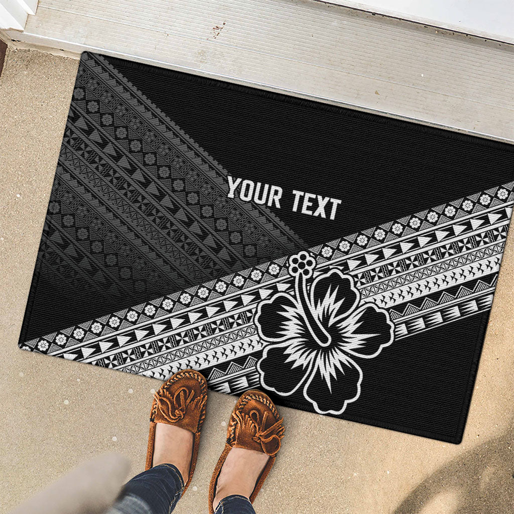 Custom Rugby Fiji Rubber Doormat Black Traditional Masi Inspired