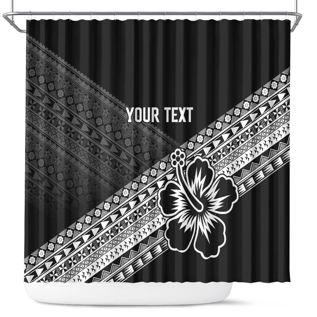 Custom Rugby Fiji Shower Curtain Black Traditional Masi Inspired LT9 Black - Polynesian Pride
