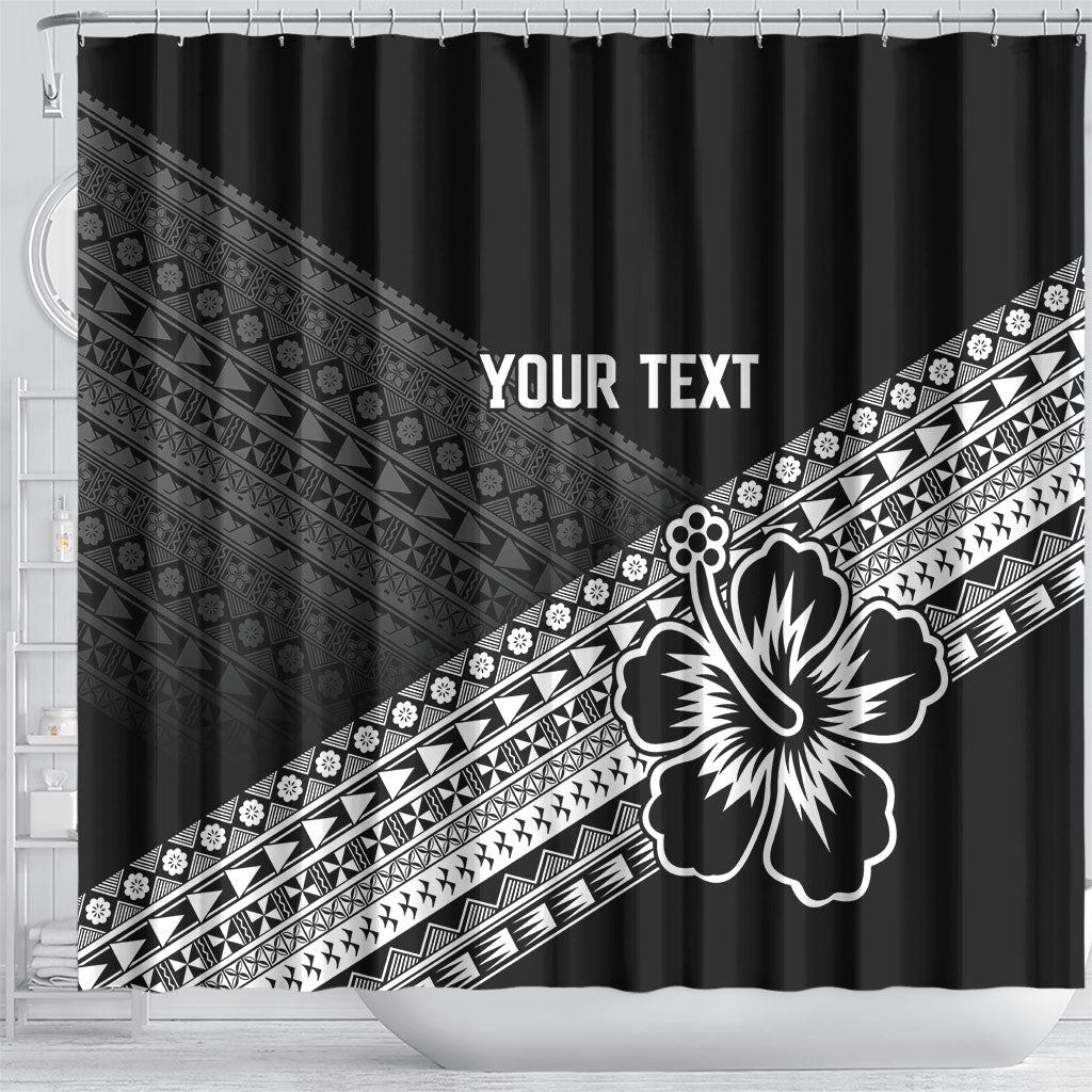 Custom Rugby Fiji Shower Curtain Black Traditional Masi Inspired