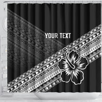 Custom Rugby Fiji Shower Curtain Black Traditional Masi Inspired