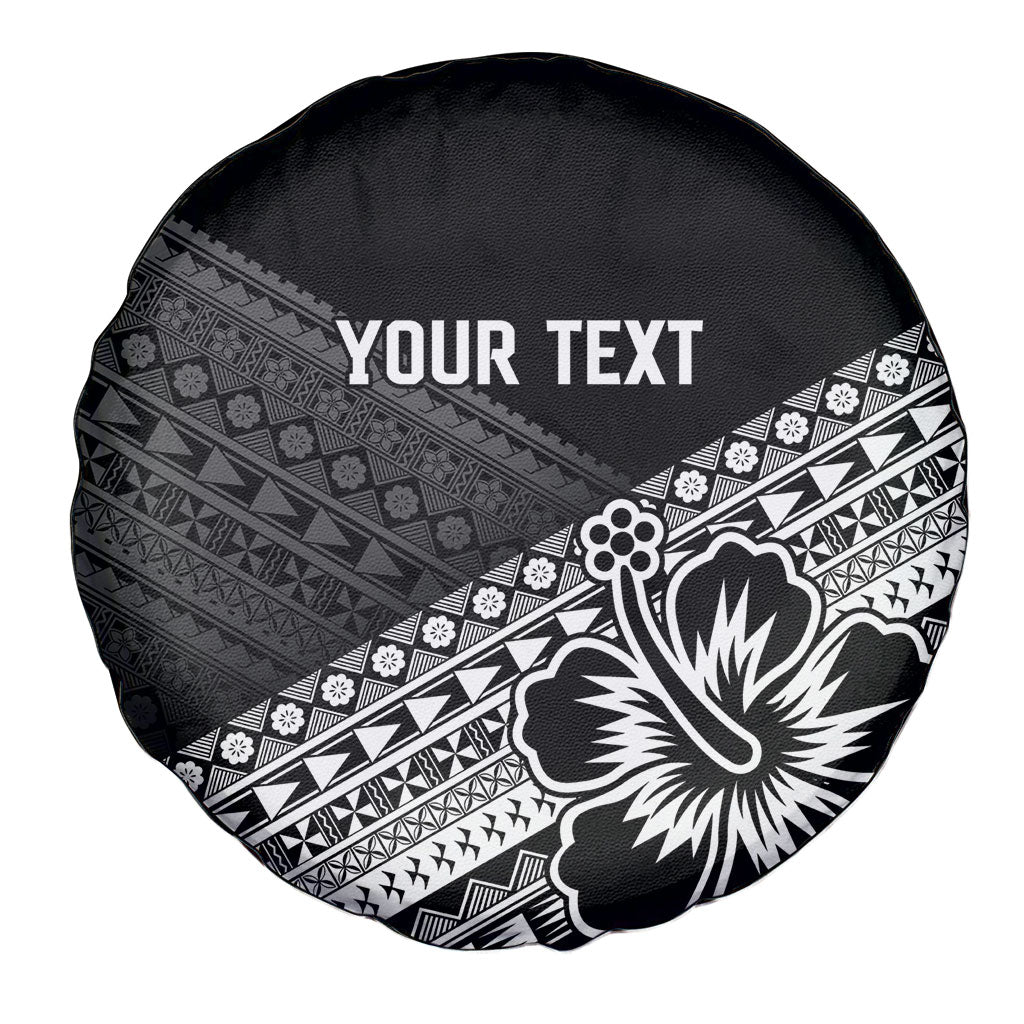 Custom Rugby Fiji Spare Tire Cover Black Traditional Masi Inspired