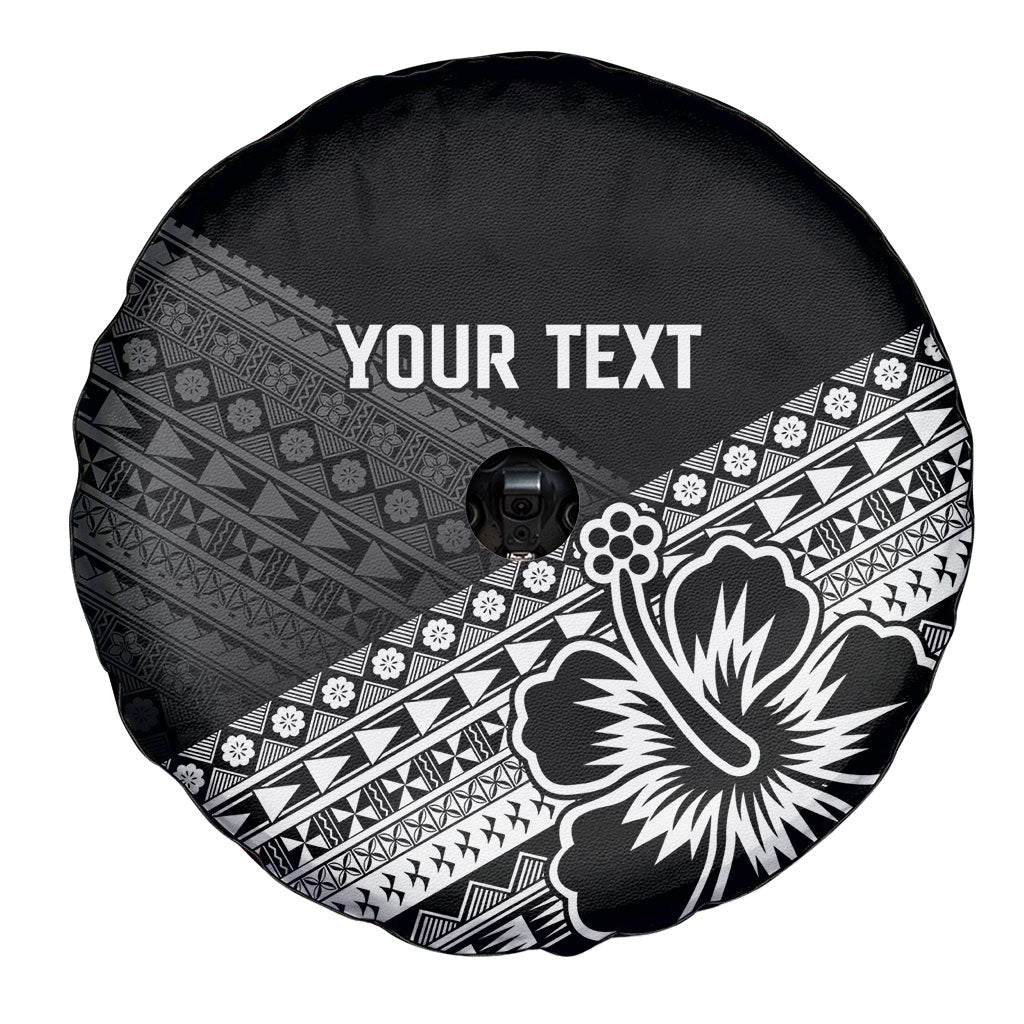 Custom Rugby Fiji Spare Tire Cover Black Traditional Masi Inspired