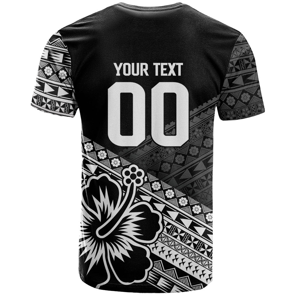Custom Rugby Fiji T Shirt Black Traditional Masi Inspired