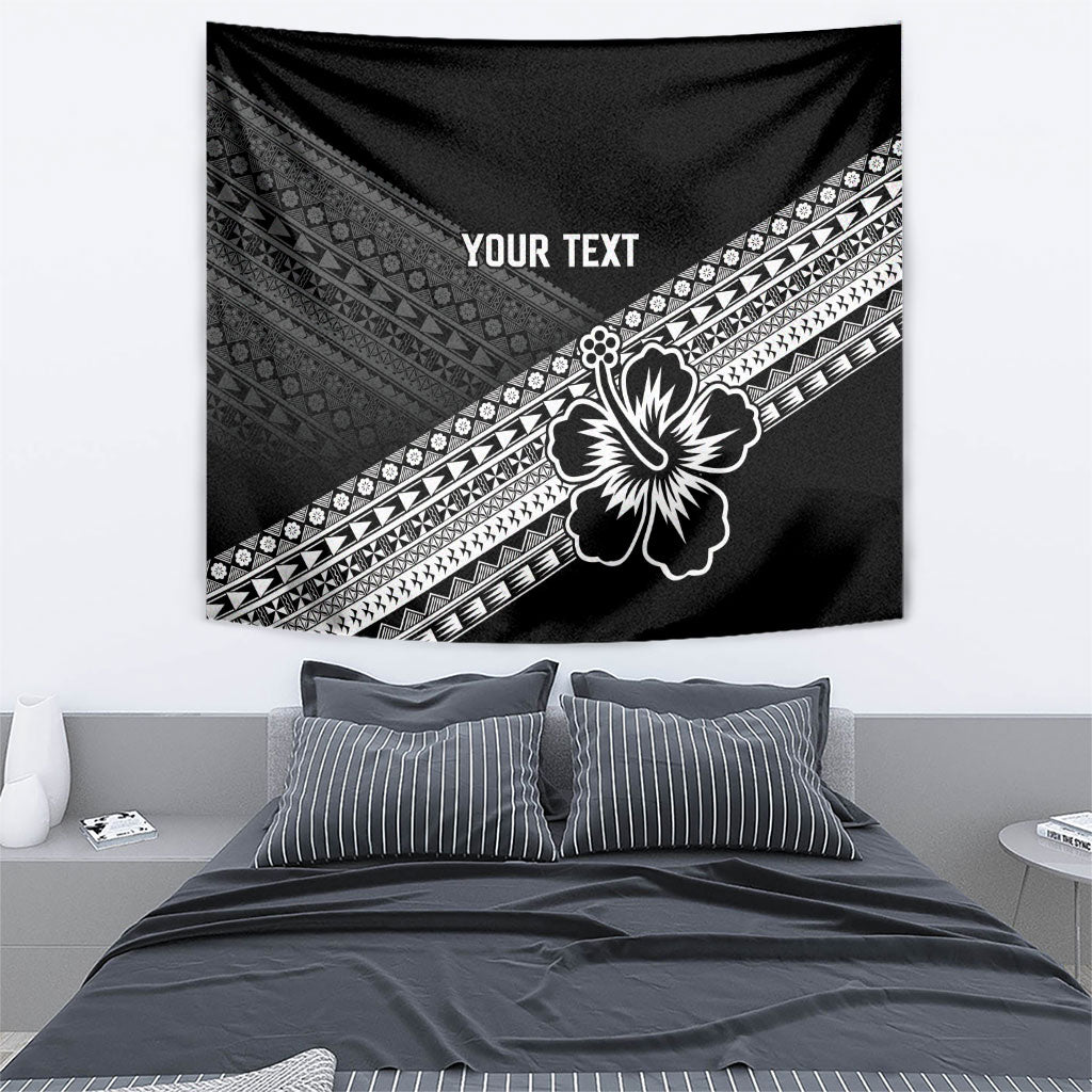 Custom Rugby Fiji Tapestry Black Traditional Masi Inspired
