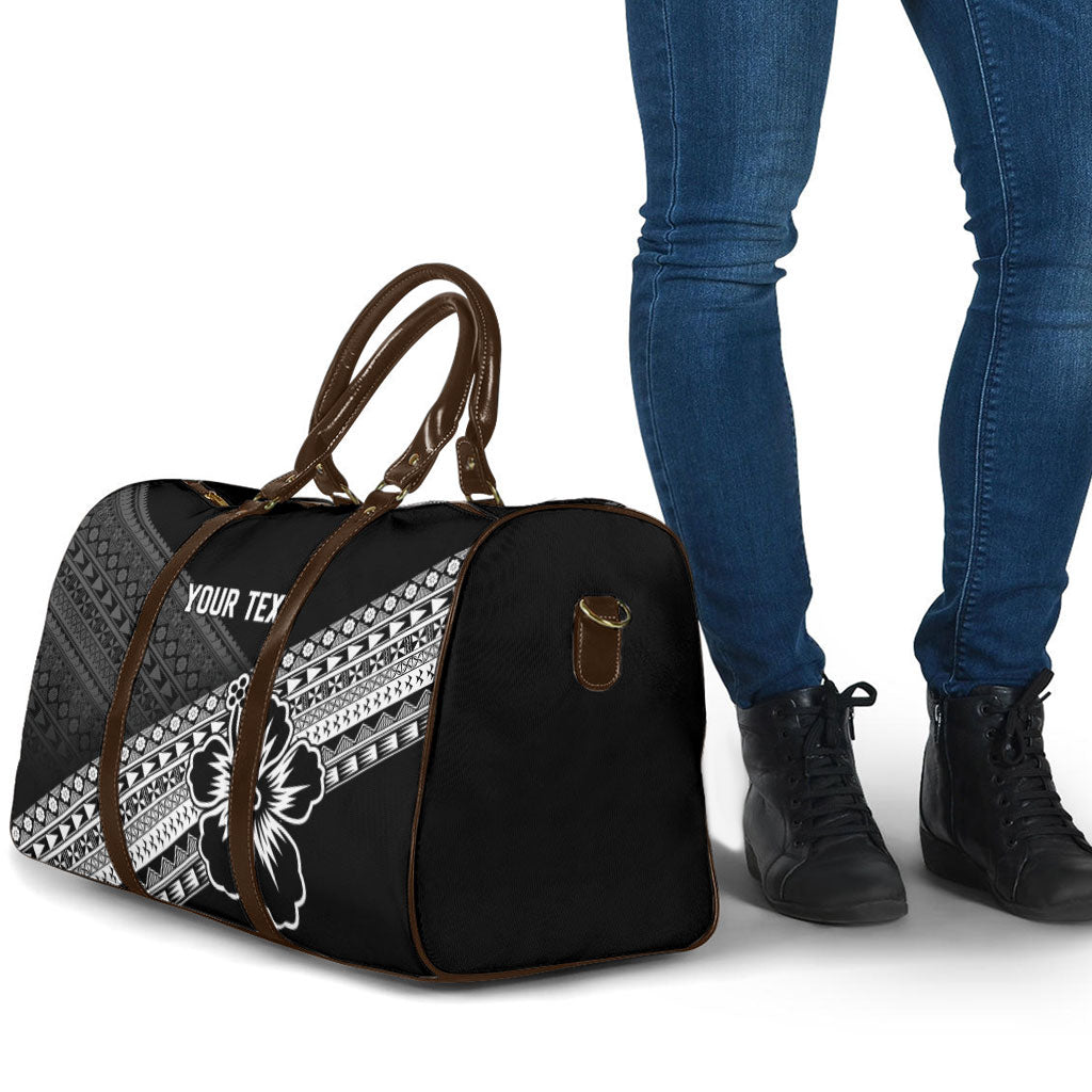 Custom Rugby Fiji Travel Bag Black Traditional Masi Inspired