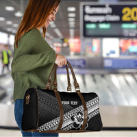 Custom Rugby Fiji Travel Bag Black Traditional Masi Inspired