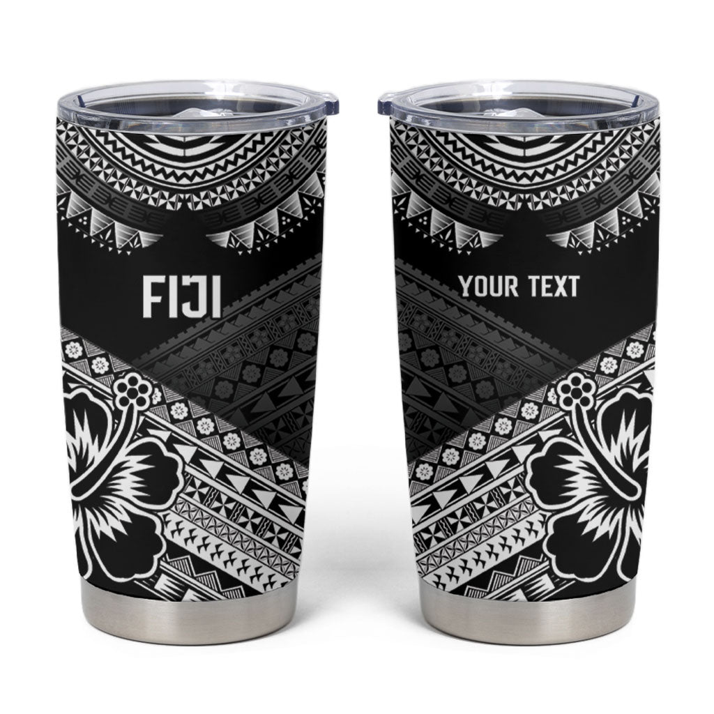 Custom Rugby Fiji Tumbler Cup Black Traditional Masi Inspired LT9 Black - Polynesian Pride