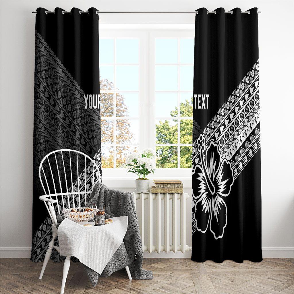 Custom Rugby Fiji Window Curtain Black Traditional Masi Inspired