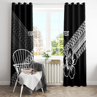 Custom Rugby Fiji Window Curtain Black Traditional Masi Inspired