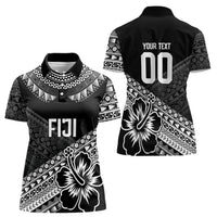 Custom Rugby Fiji Women Polo Shirt Black Traditional Masi Inspired