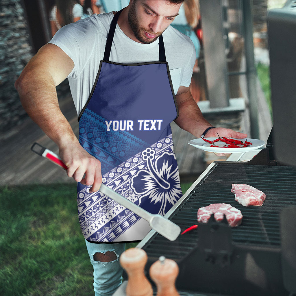 Custom Rugby Fiji Apron Blue Traditional Masi Inspired