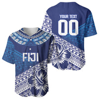 Custom Rugby Fiji Baseball Jersey Blue Traditional Masi Inspired
