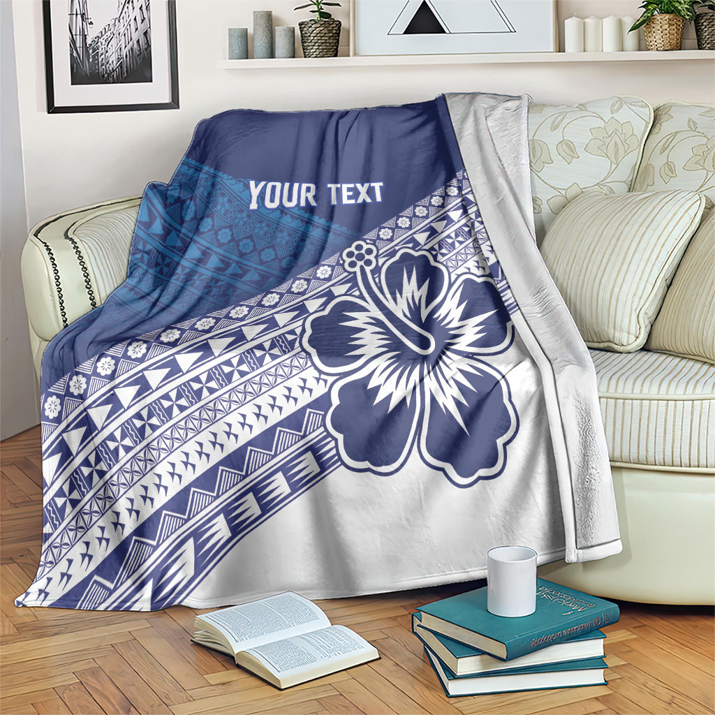 Custom Rugby Fiji Blanket Blue Traditional Masi Inspired