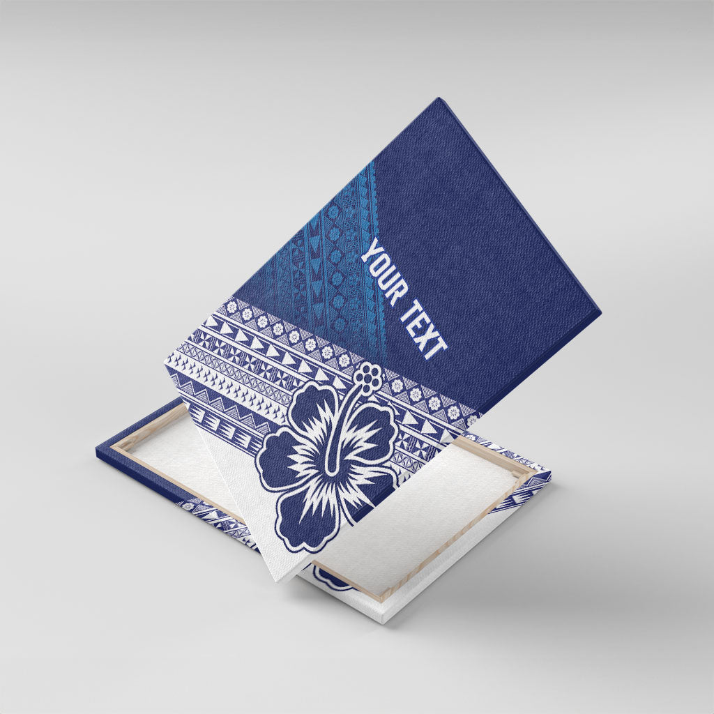 Custom Rugby Fiji Canvas Wall Art Blue Traditional Masi Inspired