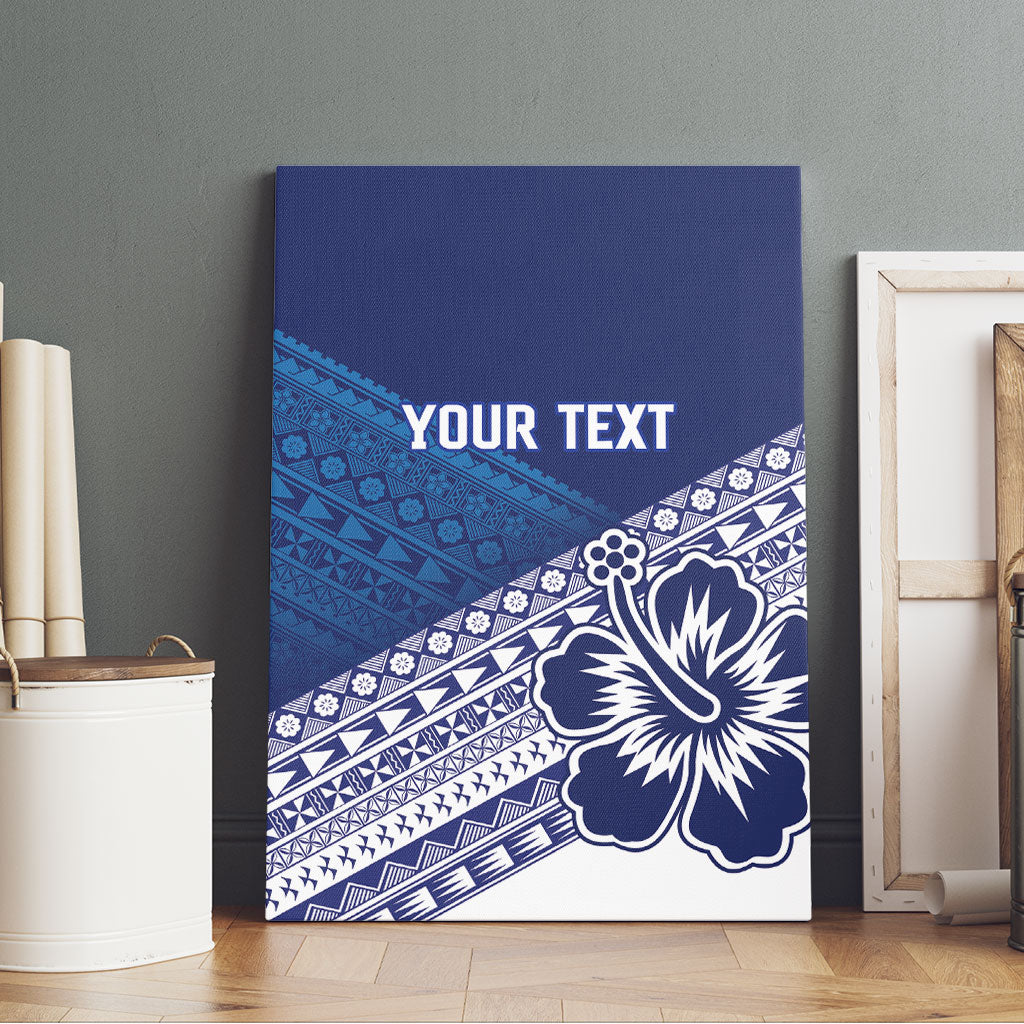 Custom Rugby Fiji Canvas Wall Art Blue Traditional Masi Inspired