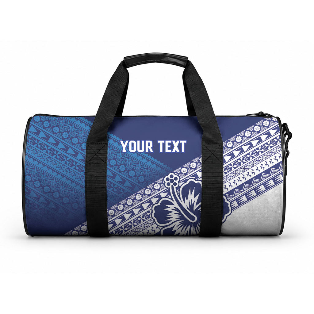 Custom Rugby Fiji Duffle Bag Blue Traditional Masi Inspired
