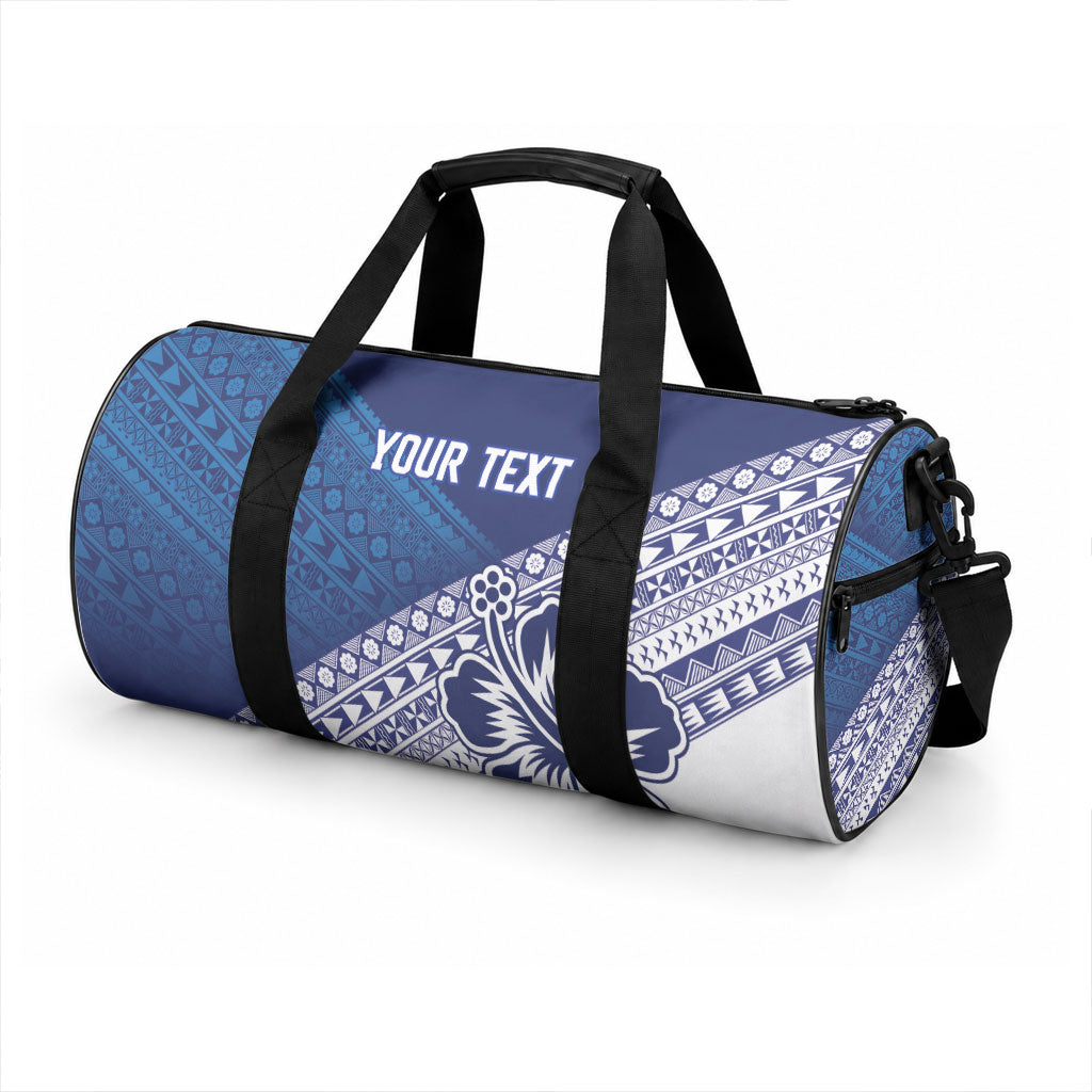 Custom Rugby Fiji Duffle Bag Blue Traditional Masi Inspired LT9 - Polynesian Pride
