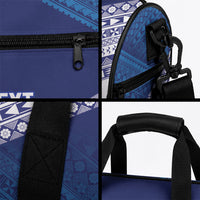Custom Rugby Fiji Duffle Bag Blue Traditional Masi Inspired LT9 - Polynesian Pride