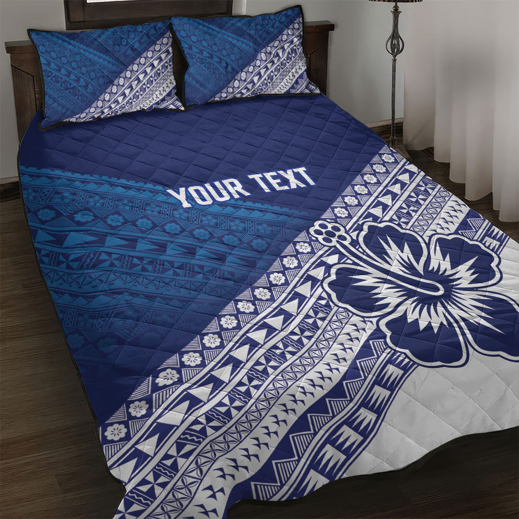 Custom Rugby Fiji Quilt Bed Set Blue Traditional Masi Inspired LT9 Blue - Polynesian Pride