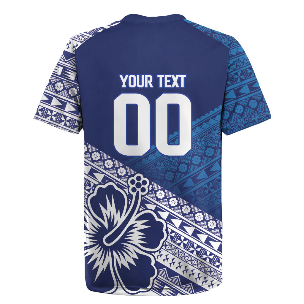 Custom Rugby Fiji Rugby Jersey Blue Traditional Masi Inspired