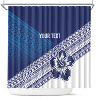 Custom Rugby Fiji Shower Curtain Blue Traditional Masi Inspired