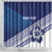 Custom Rugby Fiji Shower Curtain Blue Traditional Masi Inspired