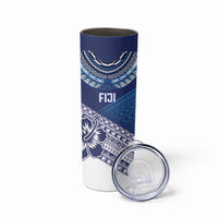 Custom Rugby Fiji Skinny Tumbler Blue Traditional Masi Inspired