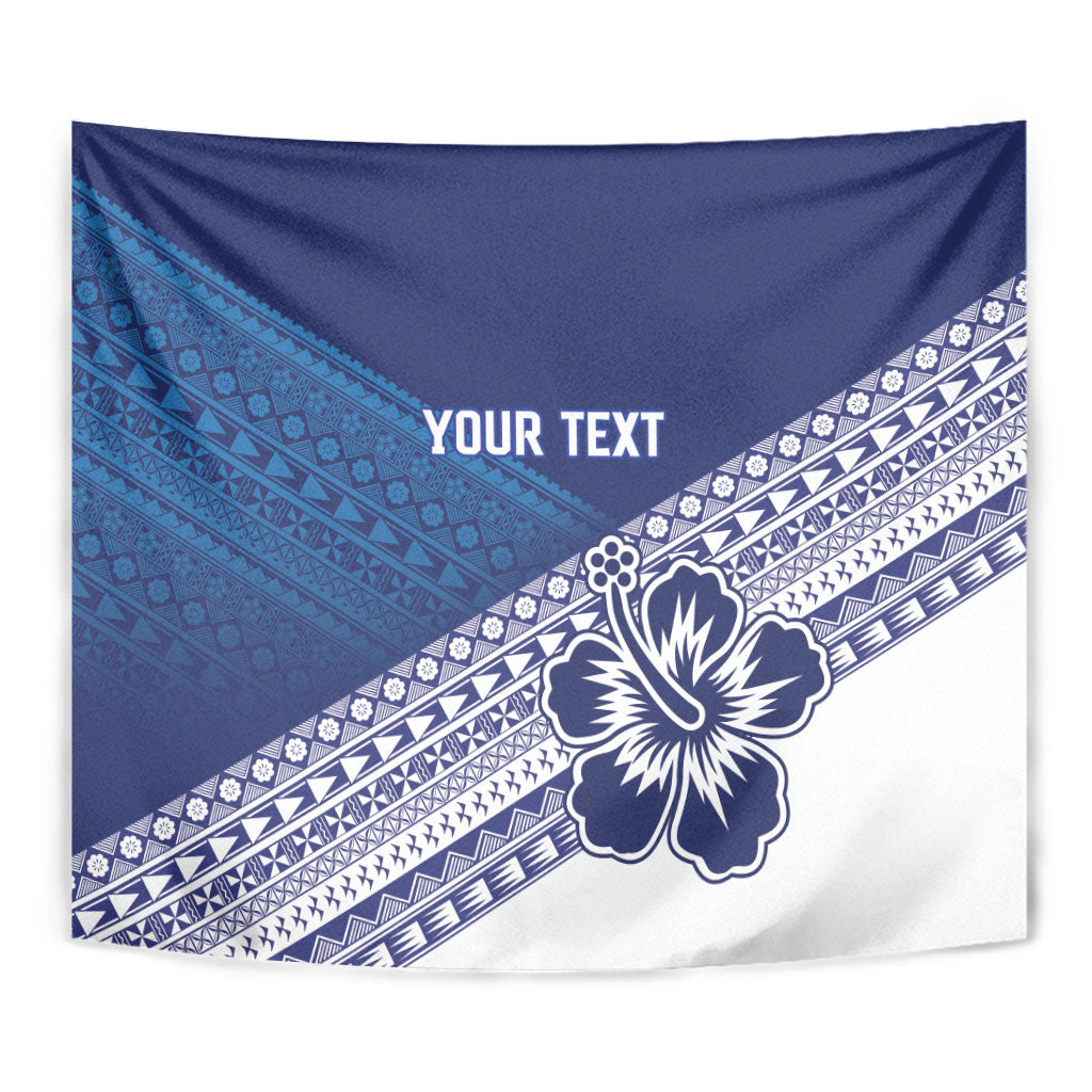 Custom Rugby Fiji Tapestry Blue Traditional Masi Inspired
