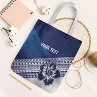 Custom Rugby Fiji Tote Bag Blue Traditional Masi Inspired