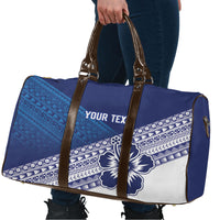 Custom Rugby Fiji Travel Bag Blue Traditional Masi Inspired
