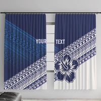 Custom Rugby Fiji Window Curtain Blue Traditional Masi Inspired