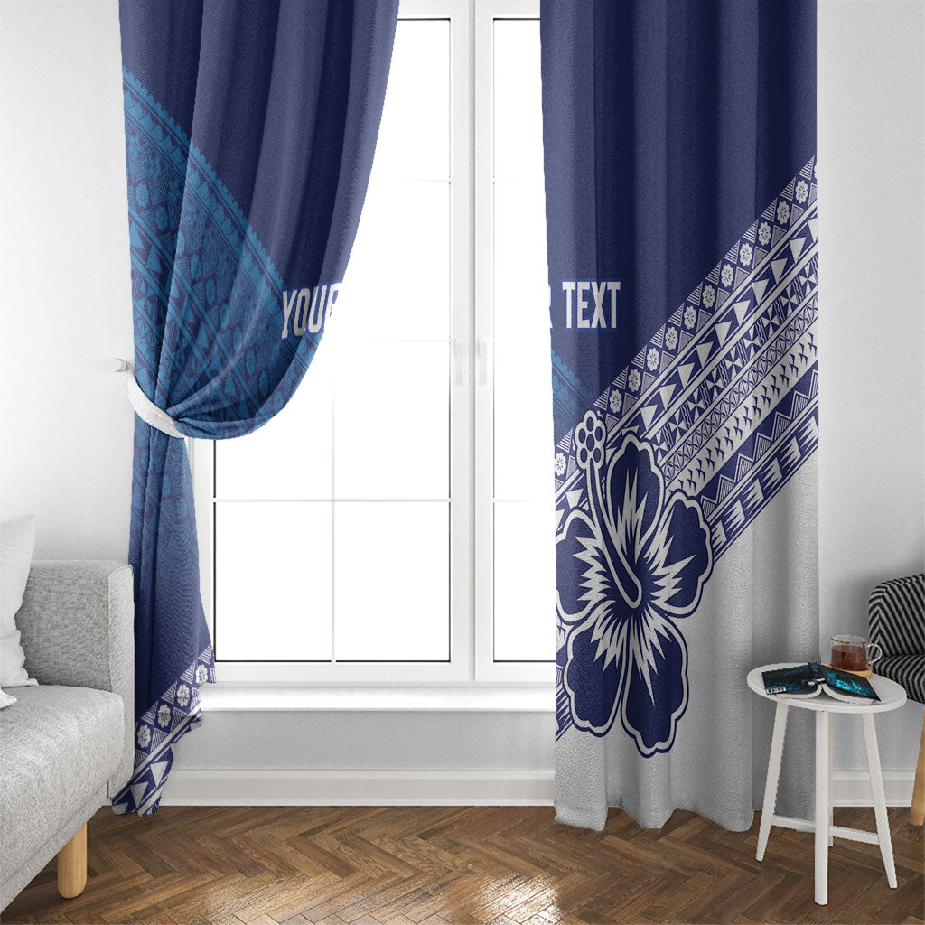 Custom Rugby Fiji Window Curtain Blue Traditional Masi Inspired