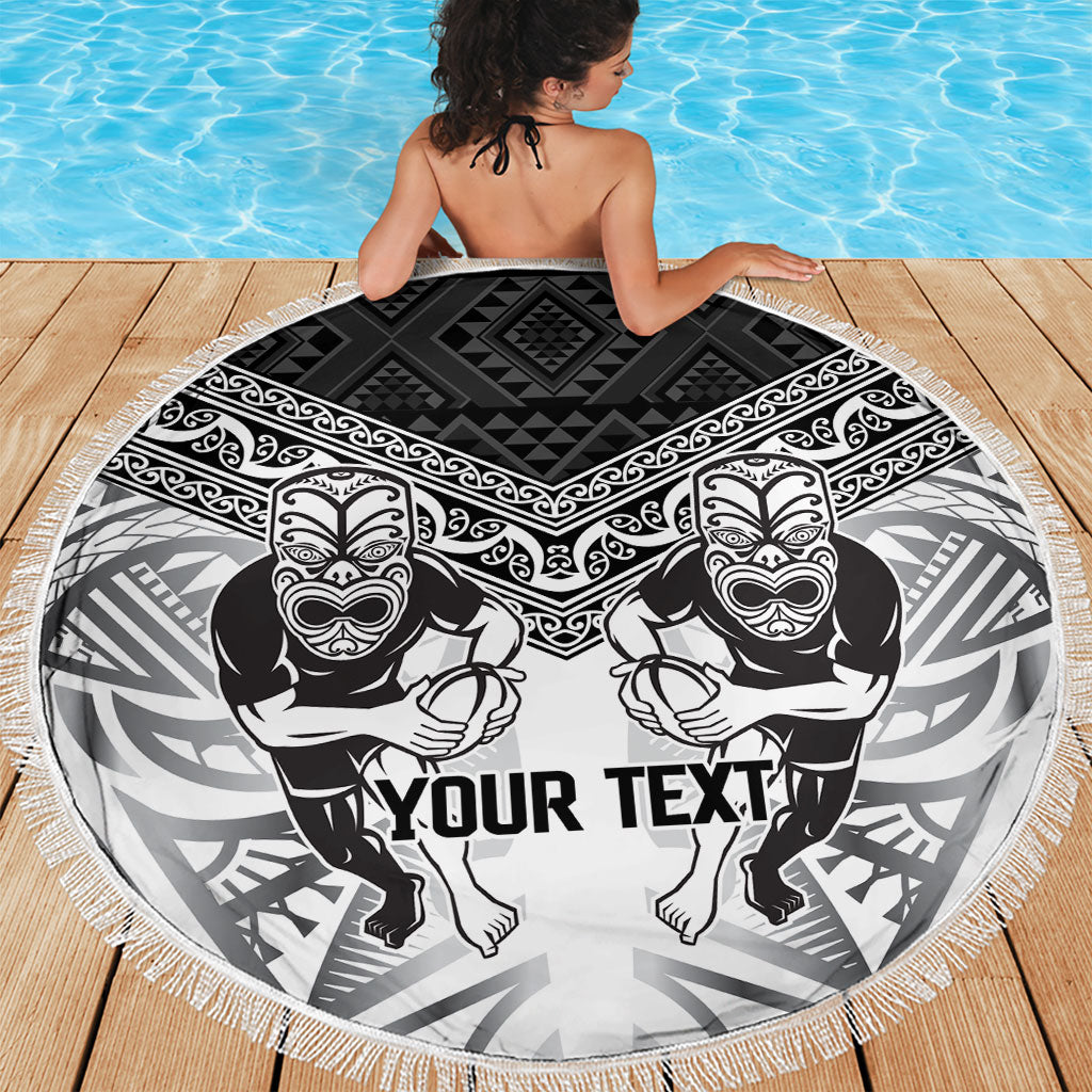 Custom Rugby New Zealand Black Fern Beach Blanket Niho Taniwha Inspired