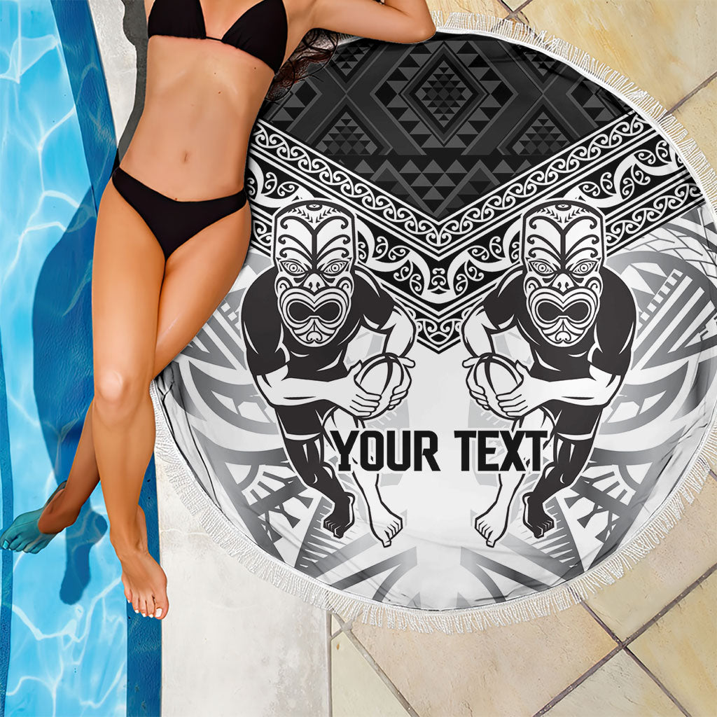 Custom Rugby New Zealand Black Fern Beach Blanket Niho Taniwha Inspired