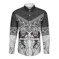 Custom Rugby New Zealand Black Fern Long Sleeve Button Shirt Niho Taniwha Inspired