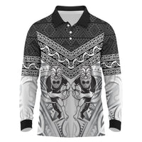 Custom Rugby New Zealand Black Fern Long Sleeve Polo Shirt Niho Taniwha Inspired
